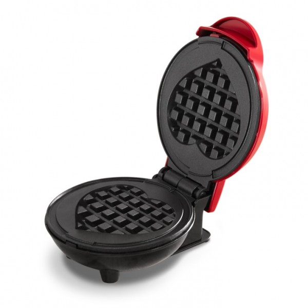 Red Heart-shaped mini waffle maker 350W